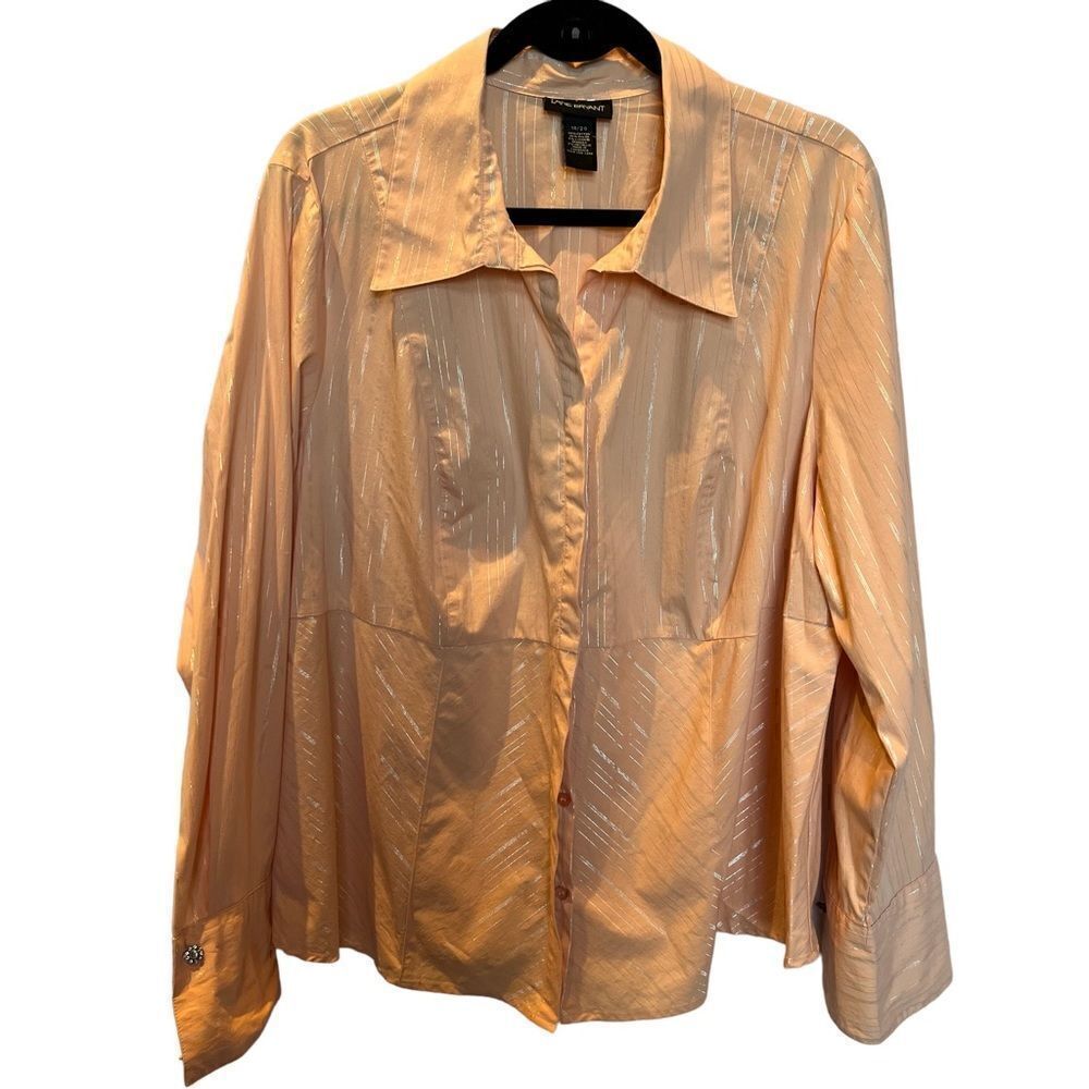 Lane Bryant Women's Button blouse long sleeve Size 18/20 Pastel Orange